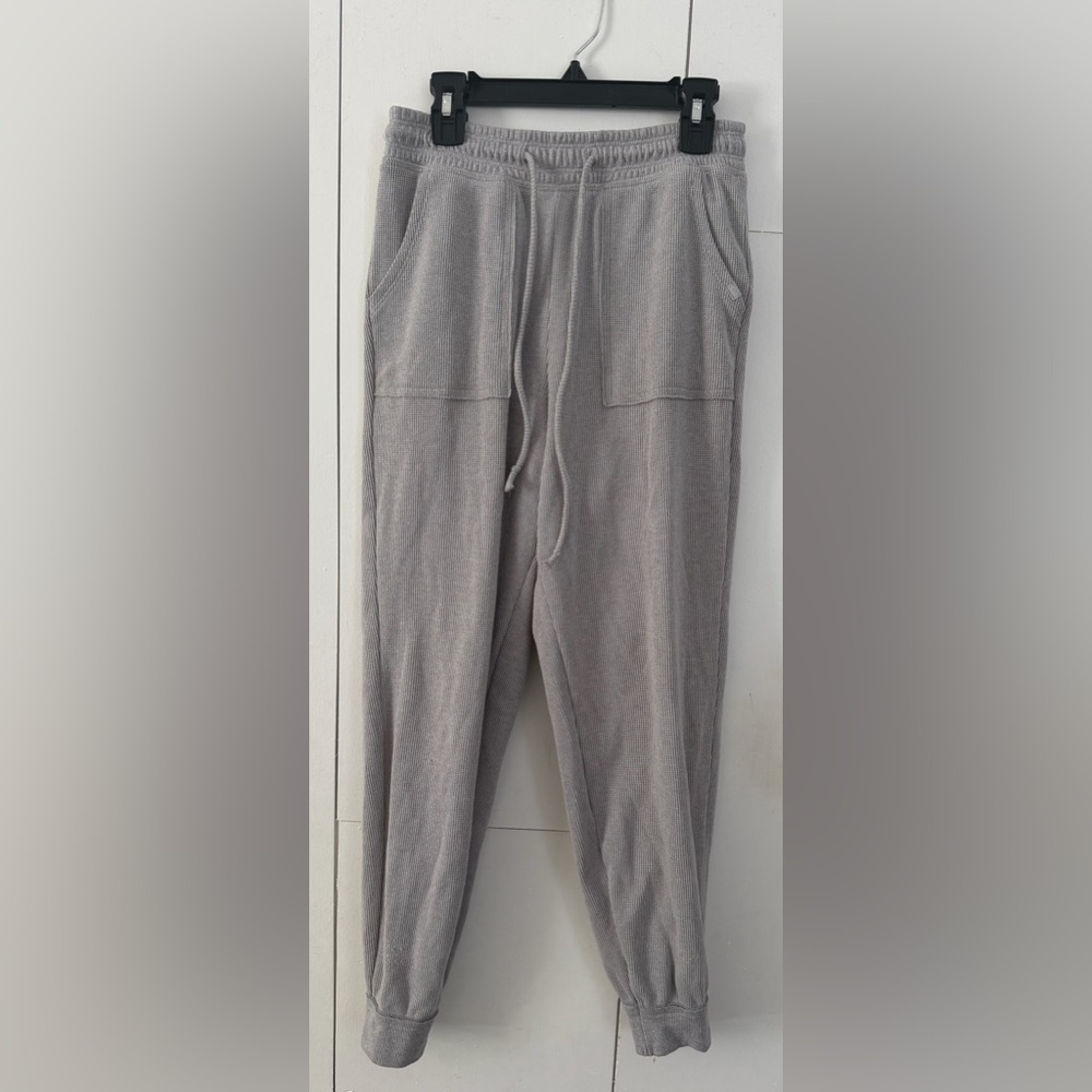 Hollister Gilly Hicks Waffle Weave Light Gray Joggers XS